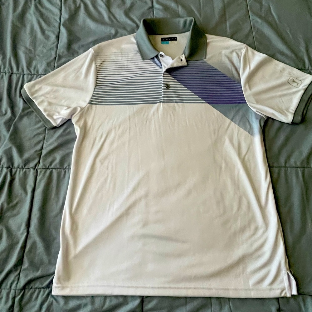 PGA Tour Men’s Golf Polo LARGE White Grey Purple shirt tour superstore